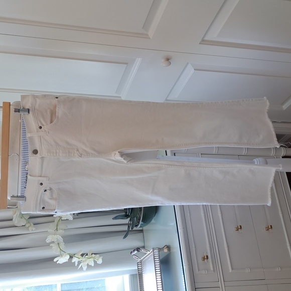 Vineyard Vines Denim - Vineyard‎ Vines Womens White Stretch Denim Crop Flare Jeans Raw Hem S-10